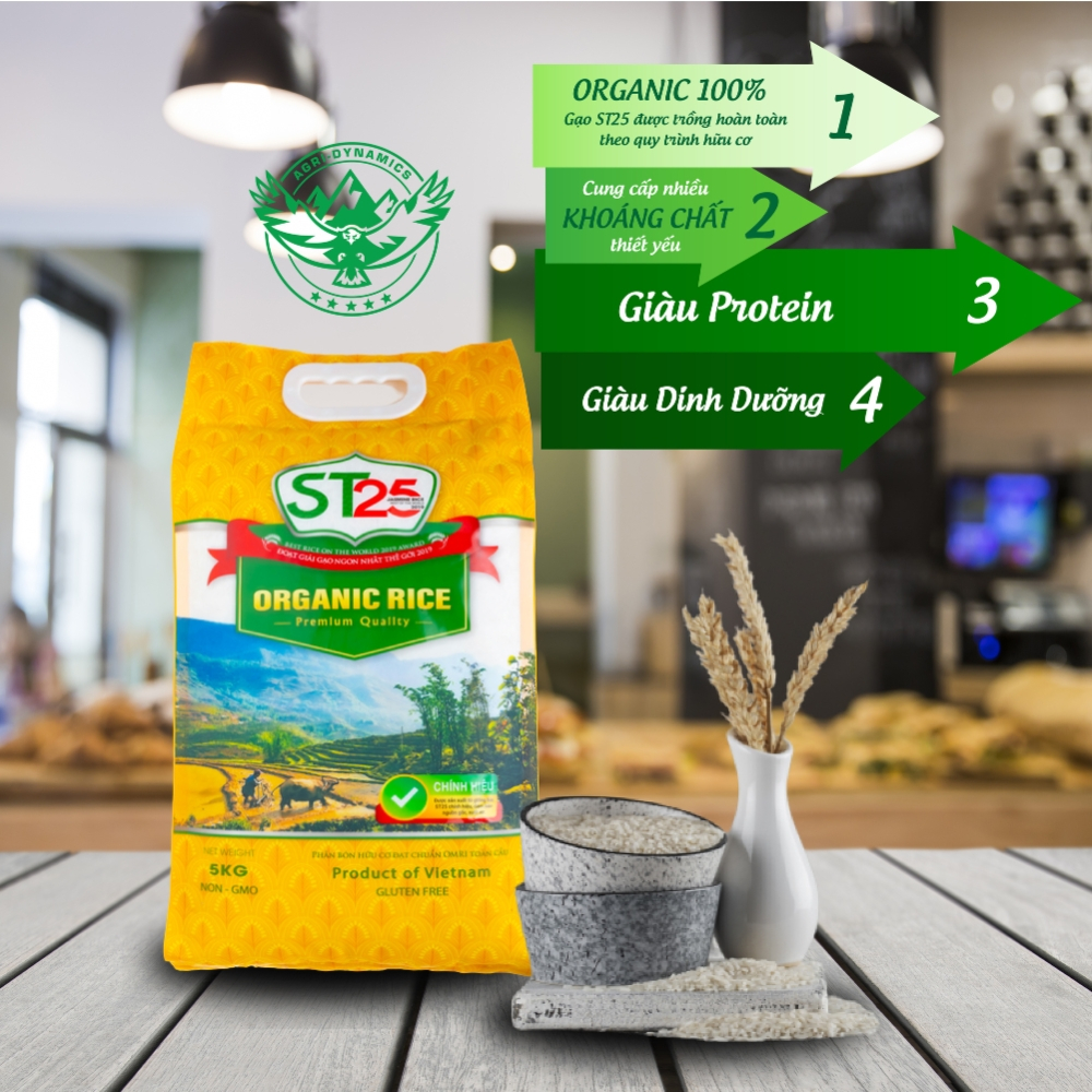Gạo ST25 Hữu Cơ Xuất khẩu sang Mỹ, Nhật, Úc, gạo ST25 Organic