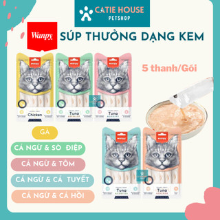 [Hỏa Tốc] Wanpy Súp  Thưởng Dạng Kem Creamy Cho Mèo Wanpy gói 5 thanh - Súp thưởng Wanpy cho mèo Hàng Công Ty