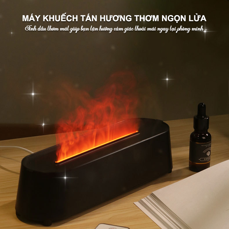 Máy xông tinh dầu phòng ngủ - phun sương tạo ẩm Led 7 màu 200ml kèm remote A3