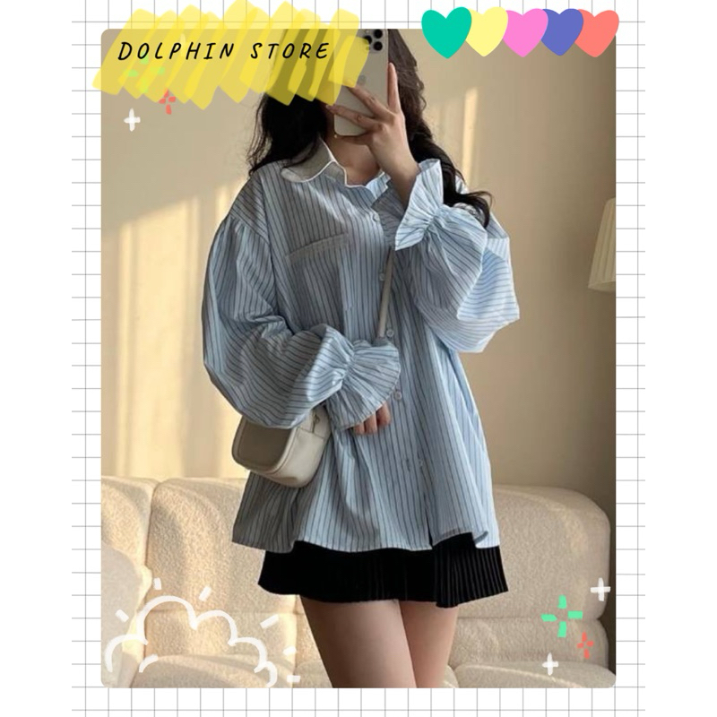 [DOLPHIN BIGSIZE] - Sơ mi nữ bigsize - Sơ mi cổ bèo bigsize