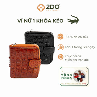 Ví Nữ Cầm Tay Da Cá Sấu 2DO LEATHER Có Khóa Kéo Dáng Đứng Nhỏ Gọn