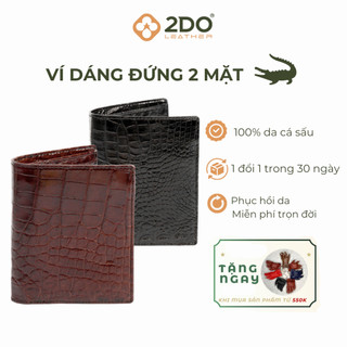 Ví Nam Da Cá Sấu Hai Mặt Dáng Đứng 2DO LEATHER Da V202 Kích Thước (12.5 x 9.5) Quà Tặng Cho Người Thân, Sang Trọng