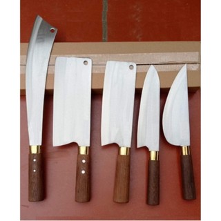 Sk208 bộ dao nhà bếp đa năng - rèn từ thép nhíp đánh trắng, dùng chặt cây, chặt xương, thái lọc thịt