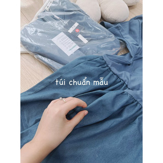 VÁY DÍP PHỐI JEANS GIẤY DÁNG DÀI