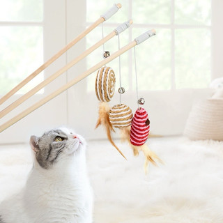 Cần câu gỗ cho mèo cần câu mèo đồ chơi vui nhộn