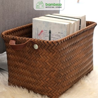 Giỏ đựng quần áo đan thủ công cao cấp BAMBOOO ECO đựng sách, đồ chơi, đồ cá nhân trong gia đình, khách sạn, nhà hàng