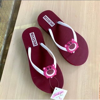 Dép Lào Gấu Dâu Dễ Thương Êm Chân Dép Kẹp Mũi mở xỏ ngón du lịch