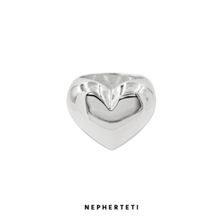 Nhẫn nữ bạc 925 nguyên khối đúc đặc hình trái tim trơn bản lớn - Nepherteti