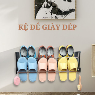 Kệ Để Giày Dép Gắn Tường 2 tầng inox chịu lực 10kg MIẾNG DÁN KHÔNG KHOAN ĐỤC tiết kiệm không gian nhà trọ phòng chật hẹp