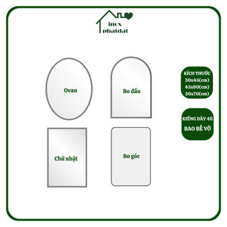Gương soi treo tường PHÁT ĐẠT (Đủ size-đủ hình dáng) dày 4li tặng kèm pas, gương kính nhà tắm (SP140.141.142.143)