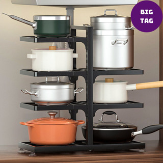 Kệ xoong nồi gầm bếp inox phun sơn tĩnh điện YTC, giá để nồi nhà bếp đa năng 1052