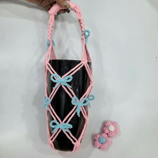 Túi đựng bình nước sợi len macrame coquette