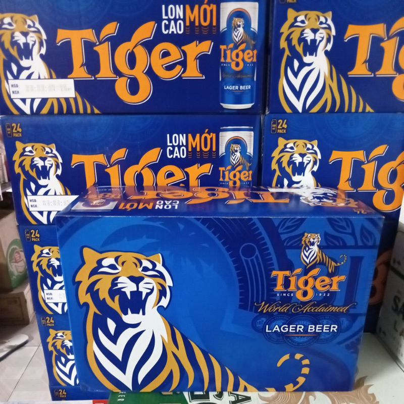 bia tiger nâu lon  330ml 24 lon cao