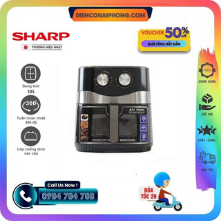 ( Lưới bọc quạt tặng hoặc ko tuỳ đợt ) Nồi chiên không dầu Sharp KS-12 dung tích 12L