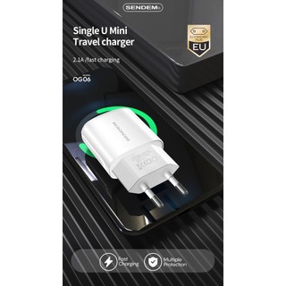 (Hàng chất lượng) Củ sạc Sendem OG06 2.1A chuẩn Châu Âu *******