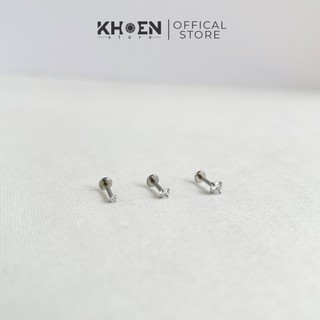 (1 Chiếc) Khuyên tai chân dẹp đá - Thép không gỉ - Khoen store