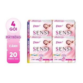 [Chính Hãng] Bộ 4 gói Băng vệ sinh Diana Sensi siêu mỏng cánh gói 20 miếng 23CM MẶT BÔNG