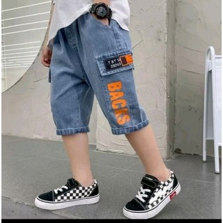 Quần jeans ngố bé trai ,quần bò lửng bé trai túi hộp mềm, co giãn