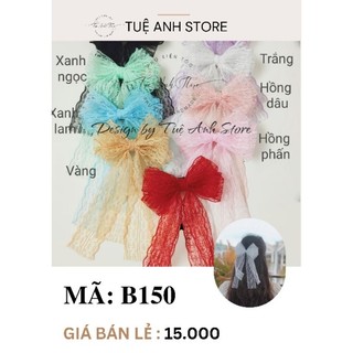 B150 - Cặp tóc nơ ren trắng tiểu thư