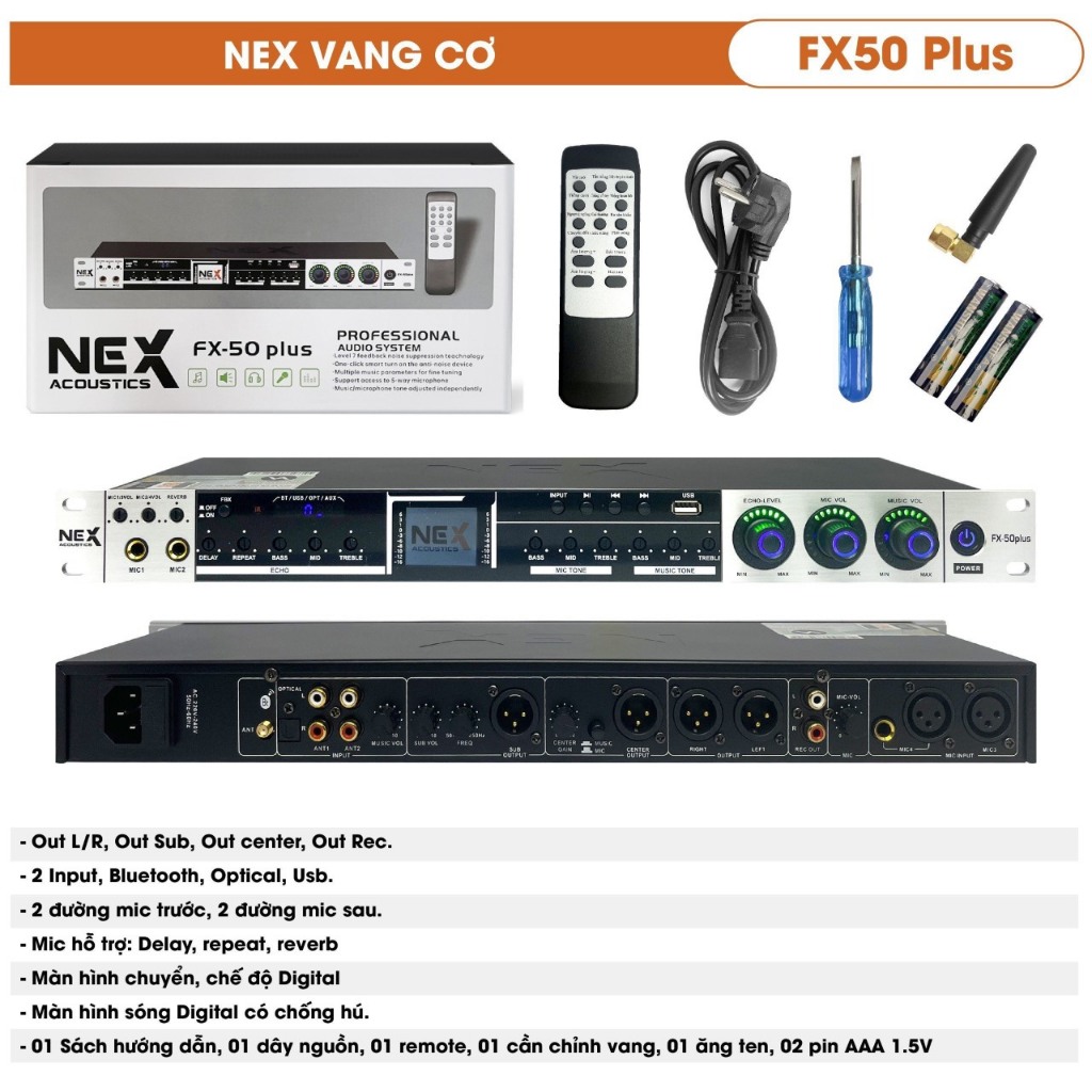 Vang cơ Nex FX50 Plus có Bluetooth và usb chống hú tốt