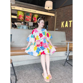 Váy babydoll mini hoa siêu iu