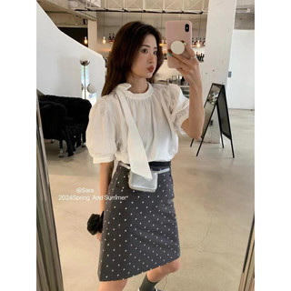 Sơ mi cổ nơ tay bồng QC