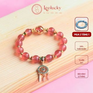 Vòng tay đá phong thủy Leolucky mix charm mạ vàng dream catcher cá tính - A10