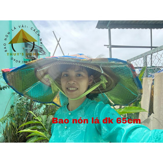 Bao nón lá vành rộng 65 cm che MƯA NẮNG có cách nhiệt, khung nhôm dẻo điều chỉnh sếp gọn phù hợp công việc ngoài trời