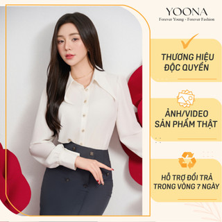 Áo sơ mi trắng thiết kế cổ cách điệu vai xếp ly tay dài chất sạn Hàn YOONA - NH4B322