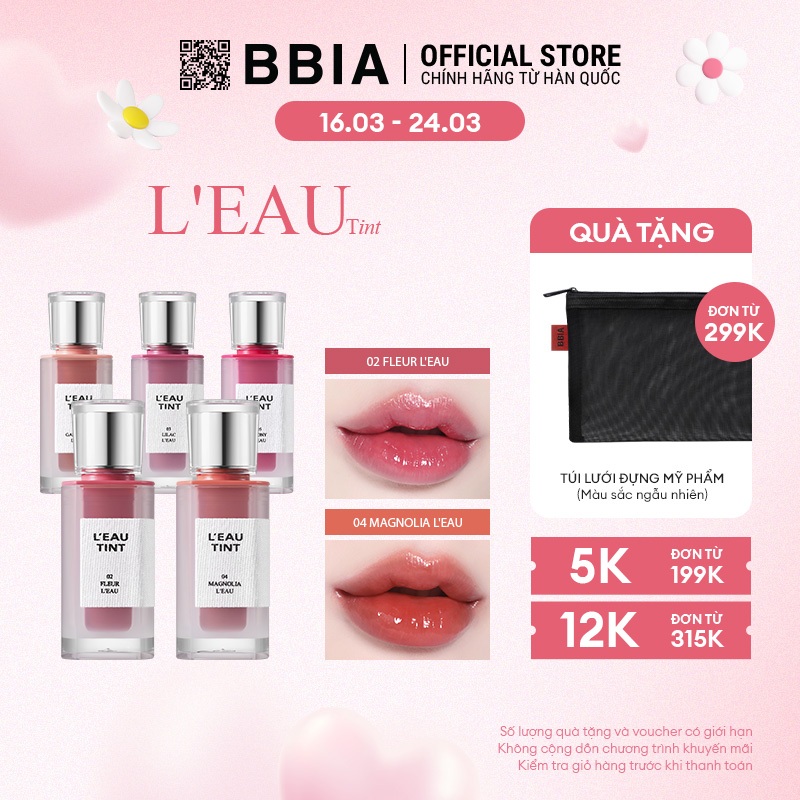 Son tint bóng Thuần Chay BBIA Leau Tint 4.5g Bbia Official Store