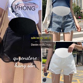 Quần đùi bầu quần short bầu💓freeship💓quần jean bầu đẹp hàng quảng châu