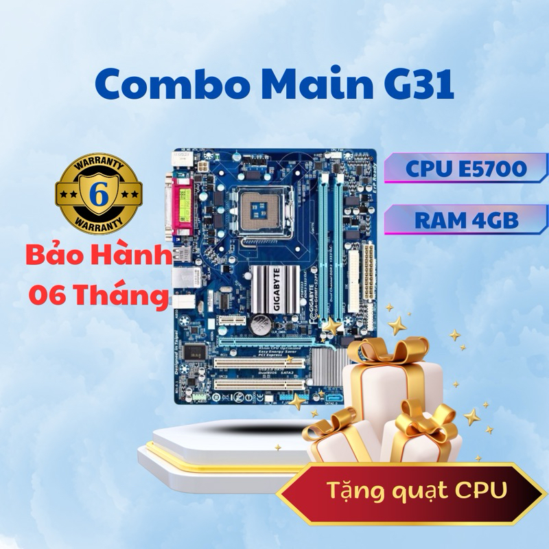 Combo Main Gigabyte G31 | CPU 5700/7500 Socket 775 | Ram DDR2 4GB