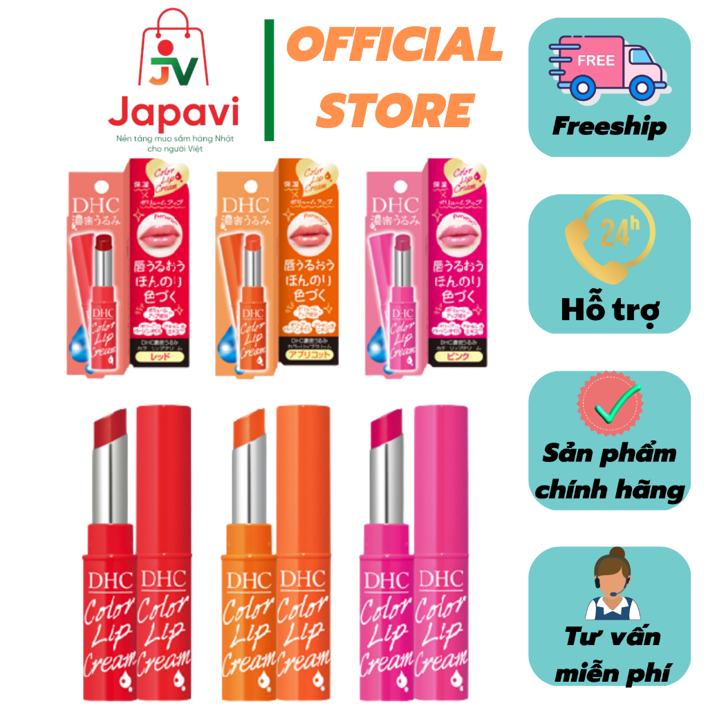 Son dưỡng môi DHC Color Lip Cream nhật bản có màu cam, đỏ,hồng