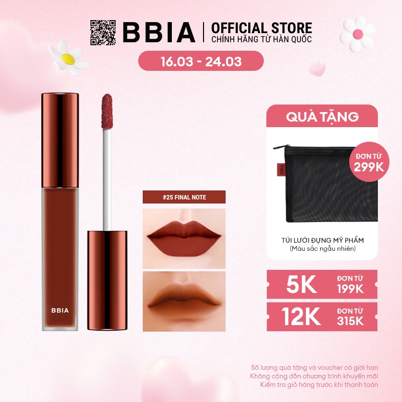 Son Kem Lì Bbia Last Velvet Lip Tint Version 5 - 25 Final Note  5g - Bbia Official Store