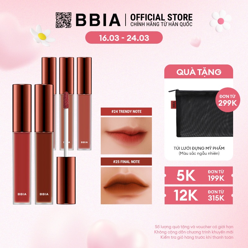 Son Kem Lì Bbia Last Velvet Lip Tint Version 5  5g Bbia Official Store