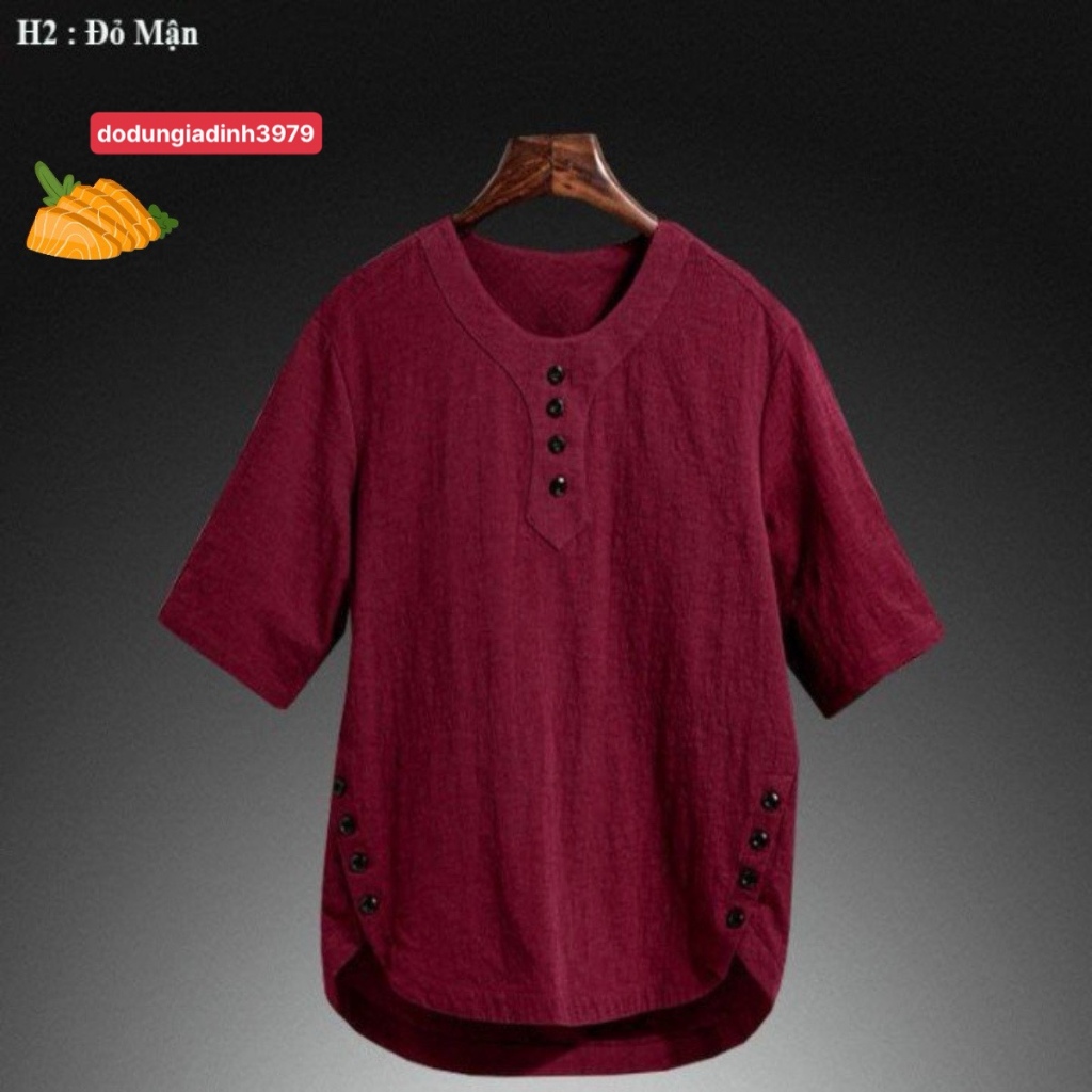 ÁO ĐŨI NAM NỮ UNISEX VẢI ĐẸP CO GIÃN CỔ TÀU TAY NGẮN 4 KHUY NÚT CAO CẤP HÀN QUỐC