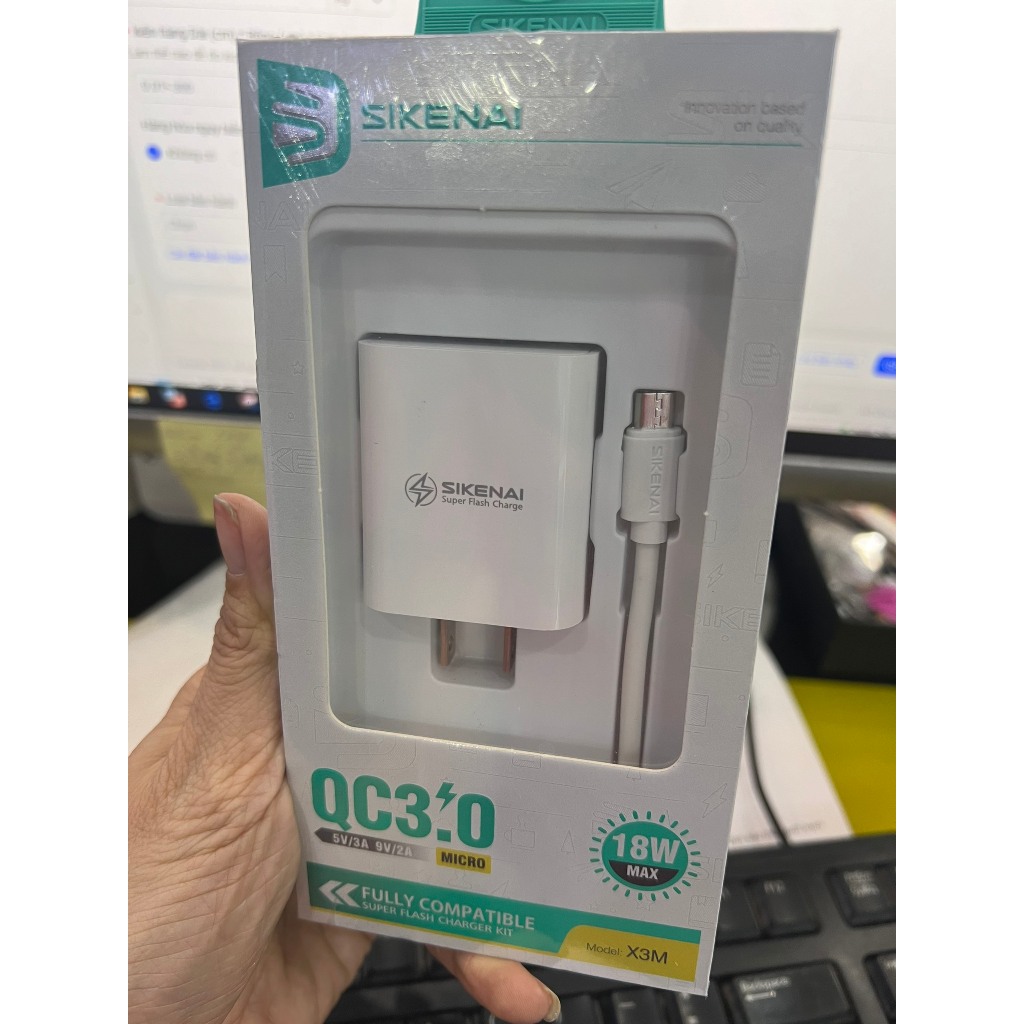 Bộ sạc gồm cốc và cáp sạc X3M Sikenai Usb micro