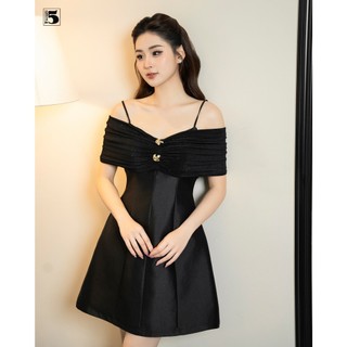Đầm nữ Twentyfive dự tiệc dáng ngắn hai dây trễ vai phong cách sang trọng DL09
