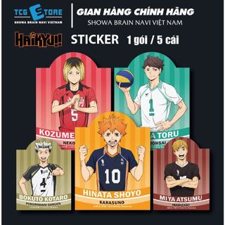 Set 5 tờ sticker nhân vật Haikyu!!, Wedge Holdings, kích thước 6x8cm, SL 1 gói 5 tờ