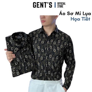 Áo sơ mi lụa nam họa tiết, sơ mi lụa nam cao cấp họa tiết kẻ vuông chống nhăn phong cách hàn quốc
