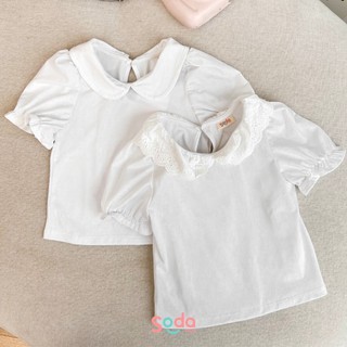 Áo cổ sen & áo cổ ren cotton trắng tay bèo dành cho bé gái
