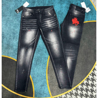 quần bò jean nam dài đen xanh thêu đẹp,quần jean nam dsq vẩy sơn form slimfit chất jean dày co giãn tốt ĐƯỢC KIỂM