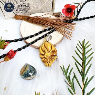 Dây Chuyền Hồ Ly, Mặt Dây Hồ Ly Chín Đuôi Đá Mã Não,Hàng Chuẩn Kèm Phiếu Kiểm Định Cho mệnh Kim