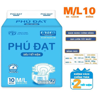 Bỉm dán người lớn phú đạt 10 gói size m/l