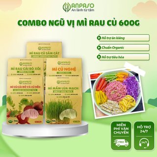 Set 5 Gói Mì Rau Củ Organic Giảm Cân Mix Vị Anpaso - Mỳ Chay Hữu Cơ Dành Cho Người Ăn Kiêng Ăn Chay Eat Clean 600g