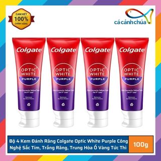 Combo 2 kem đánh răng colgate optic white purple công nghệ sắc tím, trắng răng, trung hòa ố vàng tức thì 100g