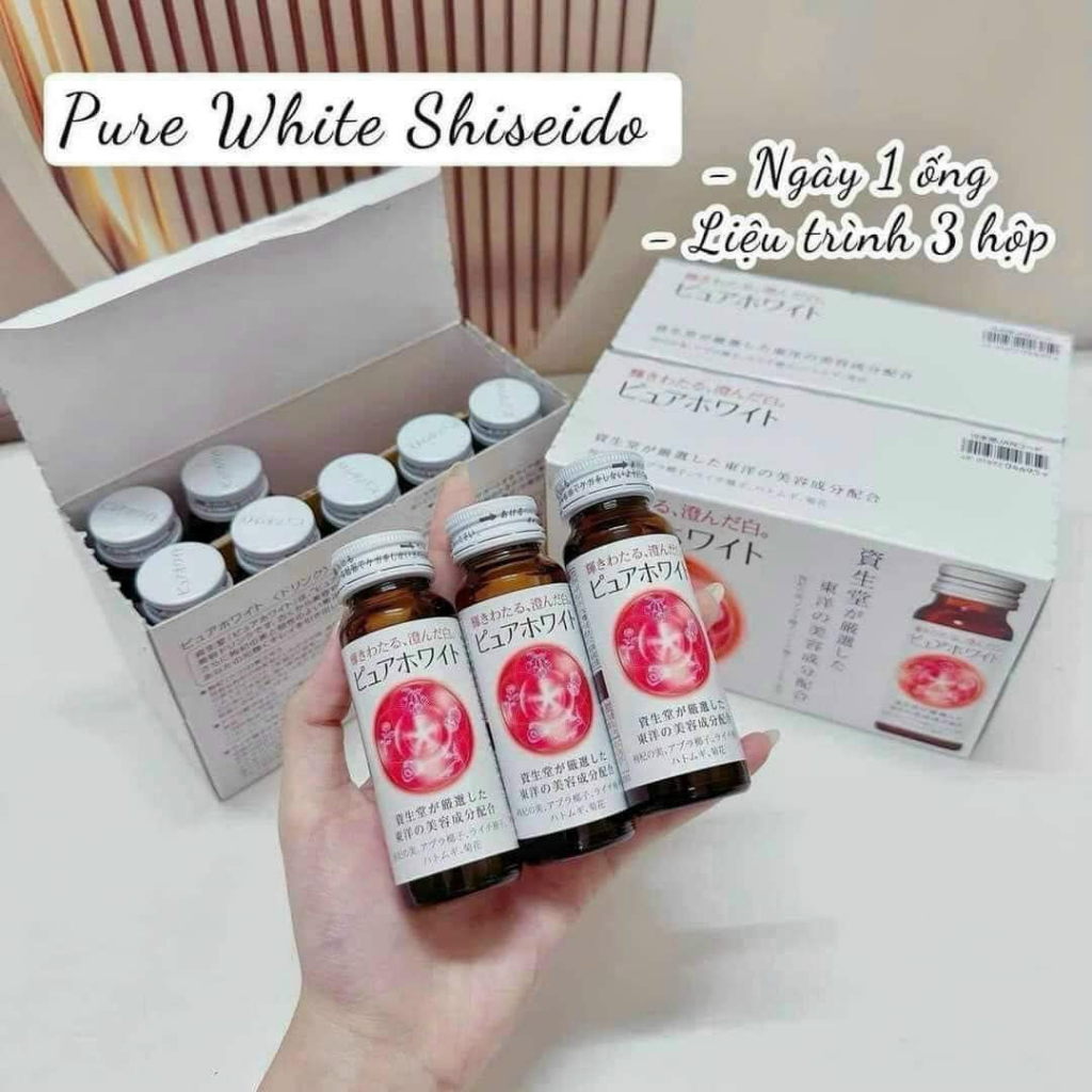 Nước uống trắng da collagen Shiseido Pure White Nhật Bản hộp 10 chai