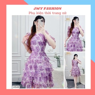 V4548 Váy tím thiết kế dáng xòe nữ tính [Dolce Viva Colection (DVC)] đầm công sở, đi làm, đi chơi thanh lịch
