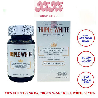 Viên uống triple white - viên uống glutathion 1200mg trắng da, mờ nám, giảm thâm hộp 50v