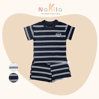 Set áo quần ngắn tay mùa hè sọc ngang cho bé trai